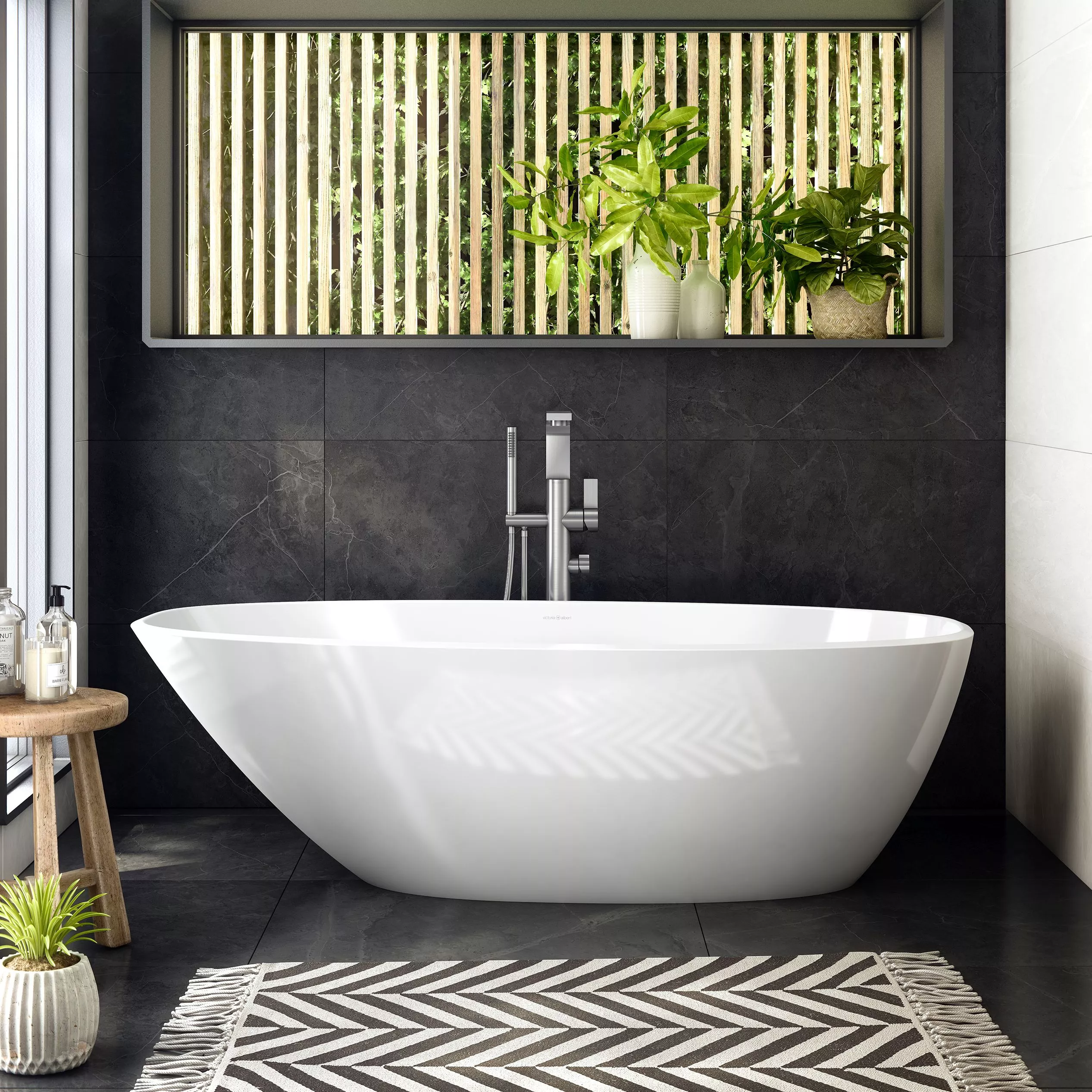 victoria + albert MOZZANO freistehende Badewanne, 169x76x55cm-MO2M-N-SM-NO
