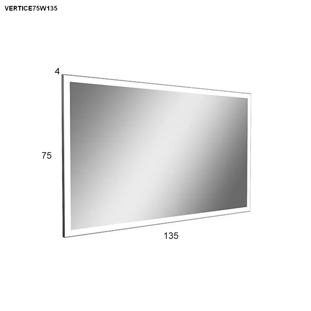 antoniolupi VERTICE rechteckiger LED-Spiegel, H:75cm, B:135cm, Lichtfarbe:3000K, warmweiß-VERTICE75W135_3000