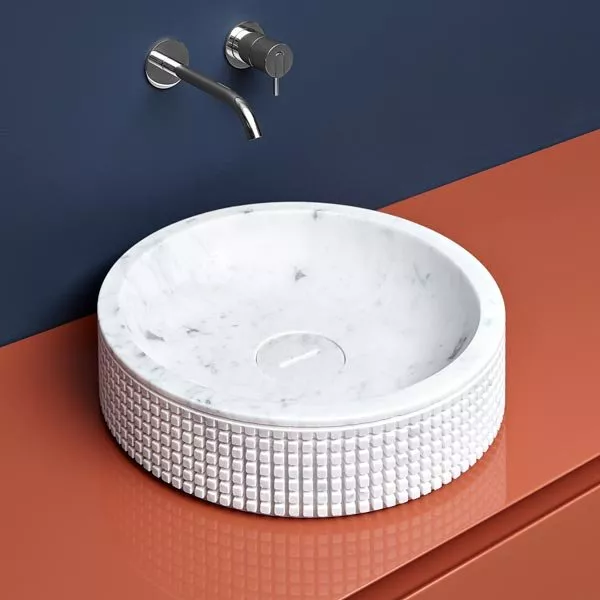 antoniolupi PIXEL rundes Aufsatzbecken, D:45cm, bianco carrara-PIXEL45