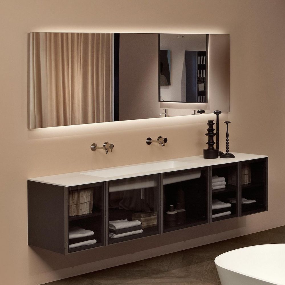 antoniolupi FLASH rechteckiger LED-Spiegel, Höhe: 50cm, Breite: 72cm, Lichtfarbe: 4000K, neutralweiß-FLASH50W72-4000