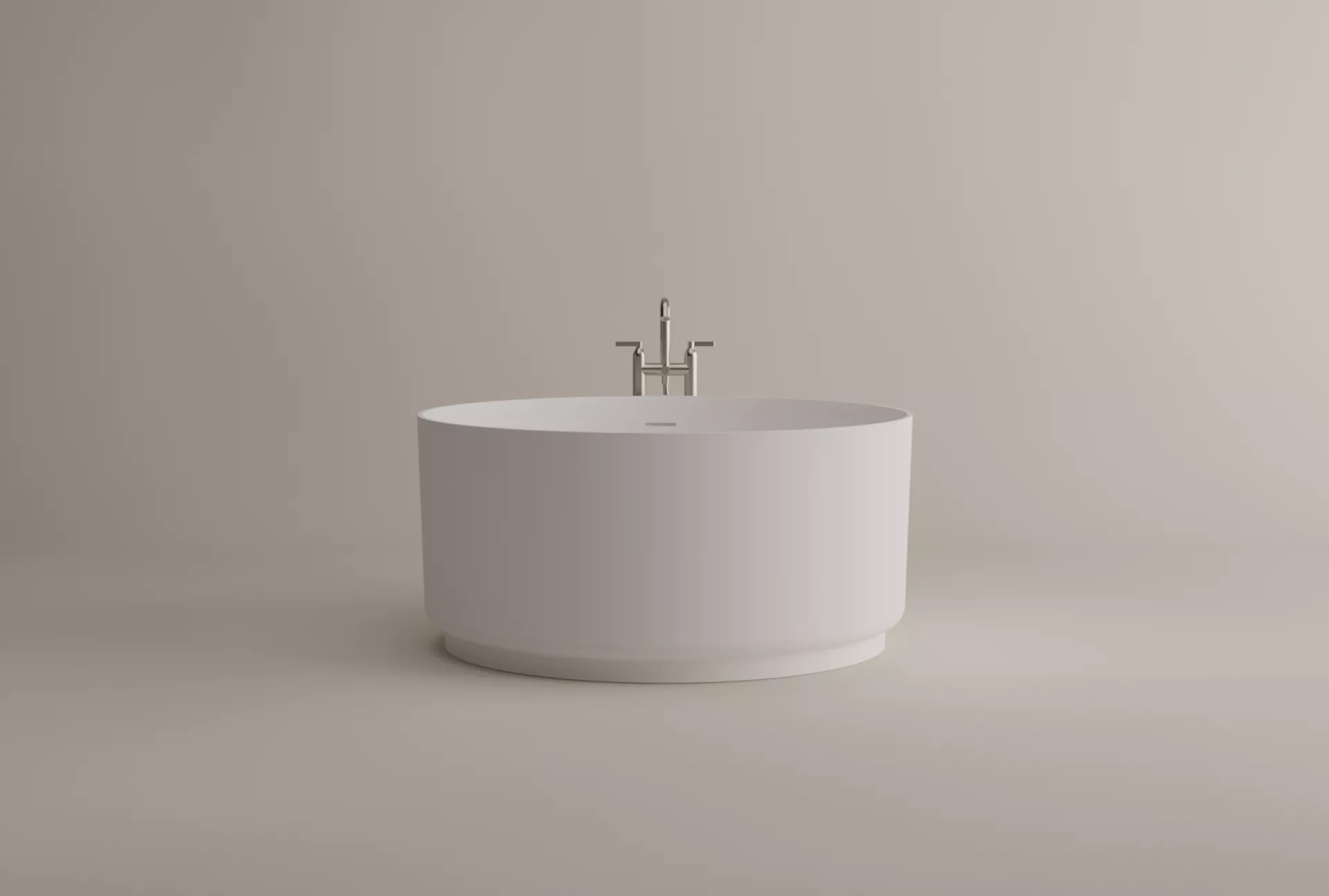 Agape IN-OUT freistehende Badewanne aus Solid Surface, Durchmesser: 130cm, Höhe: 60cm, innen weiß matt, außen weiß matt - AVAS1041SSZZ Agape IN-OUT freistehende Badewanne aus Solid Surface, Durchmesser: 130cm, Höhe: 60cm, innen weiß matt, außen weiß matt - AVAS1041SSZZ