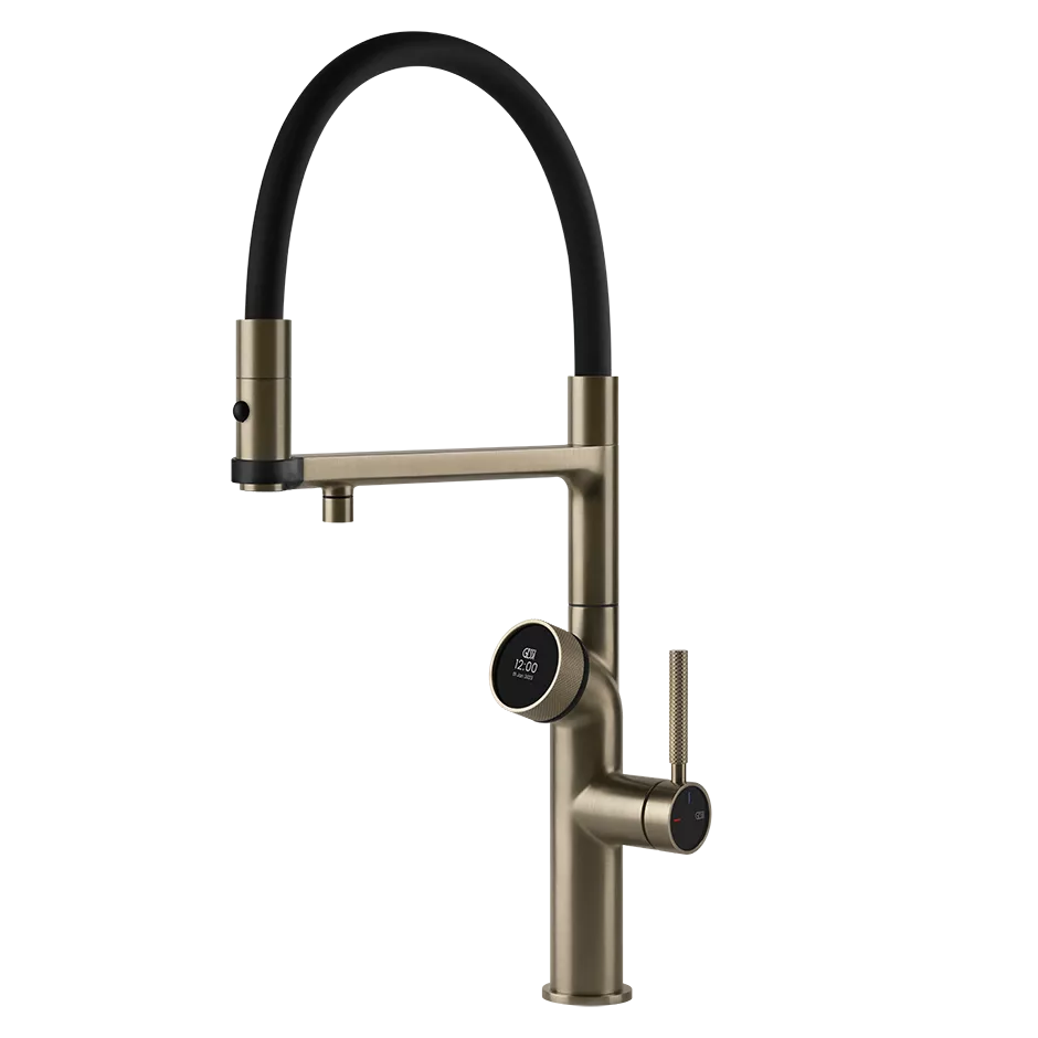 Gessi VITA GESSI Multifunktionsspender mit digitalem Wahlschalter und Semi-Pro Einhebelmischer mit schwenkbarem Auslauf, zu kombinieren mit Kühleinheit 60802 und/oder Heißwassereinheit 60806, Finox Optik - 60722149