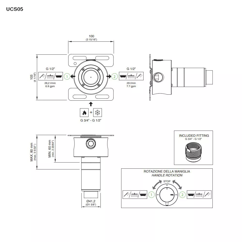 cea Unterputz-Einbauteil-2-Wege-Umstellung-UCS05