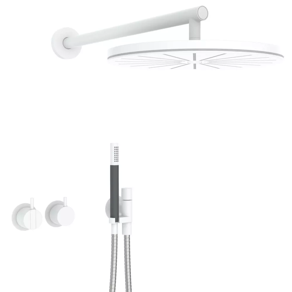 vola 2471-061 Unterputz-Brause-Einhebelmischer mit 2-Wege-Umstellung, Wand-Regenbrause 060, Hebel:25mm, weiß matt-2471-061-28