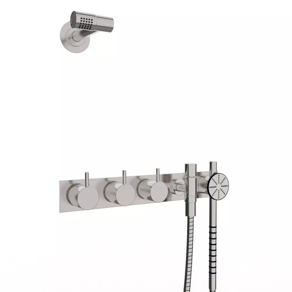 vola 875S-081 Unterputz-Brause-Zweigriffmischer mit 2-Wege-Umstellung mit Wand-Kopfbrause 080, Hebel:25mm, chrom-875S-081-16