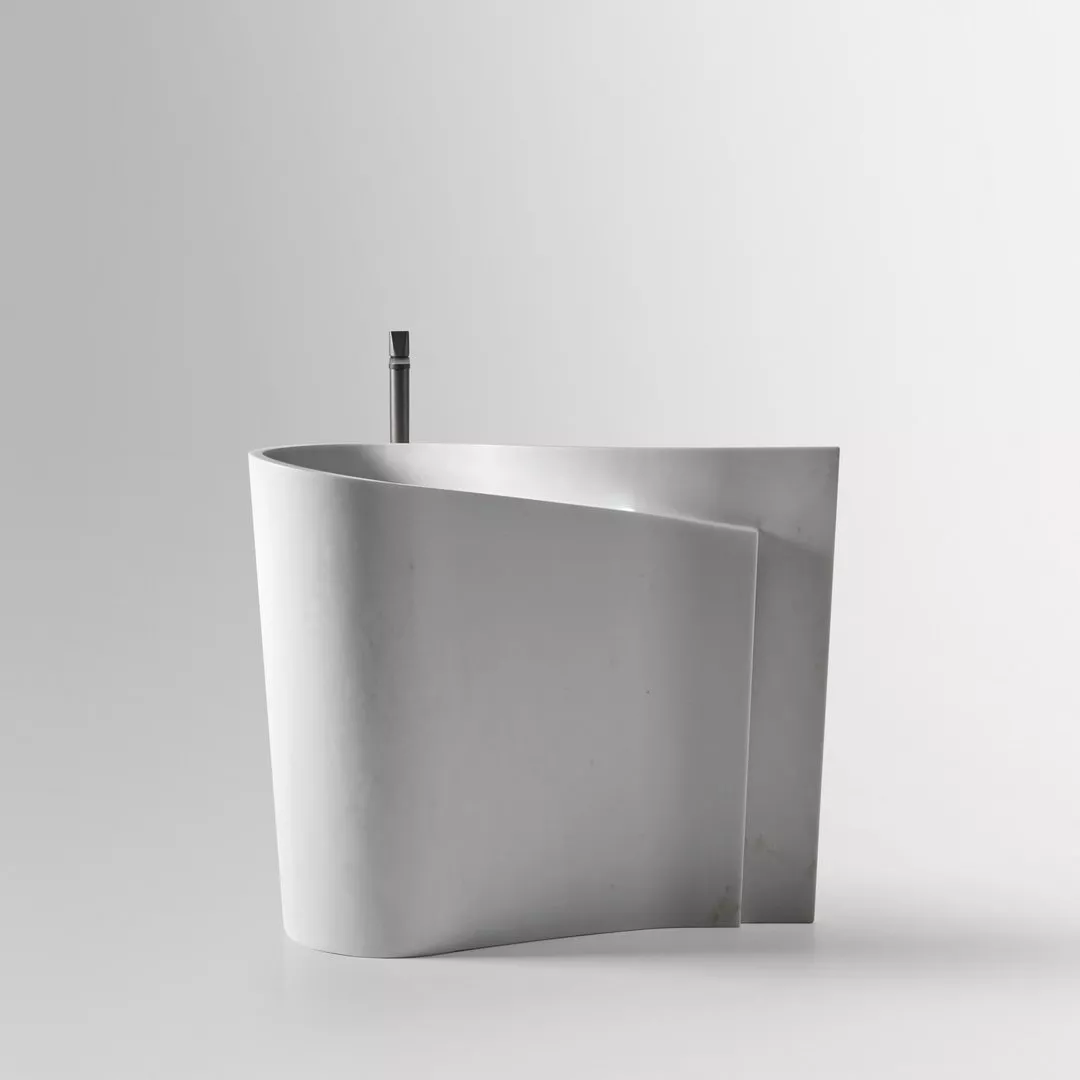 antoniolupi WAVE freistehendes Waschbecken aus Marmor, 103x45x85cm-WAVE-CARRARA