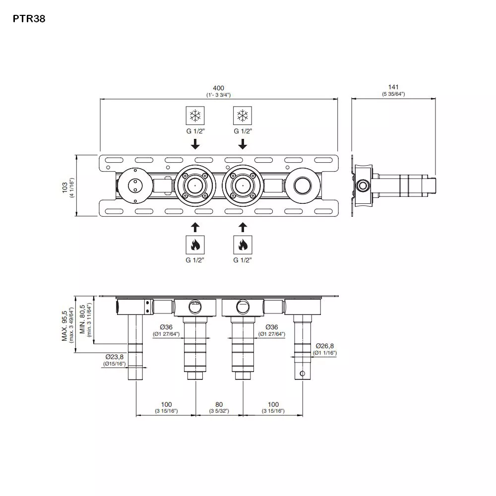 cea Unterputz-Einbauteil-PTR38