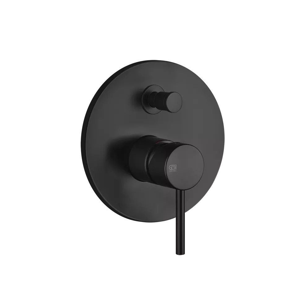Gessi VIA TORTONA Fertigmontageset für Unterputz-Einhebelmischer für die Dusche/Wanne, mit automatischem 2-Wege-Umsteller zum Ziehen und runder Platte, Durchmesser Kartusche: 35mm, schwarz matt - 44667299