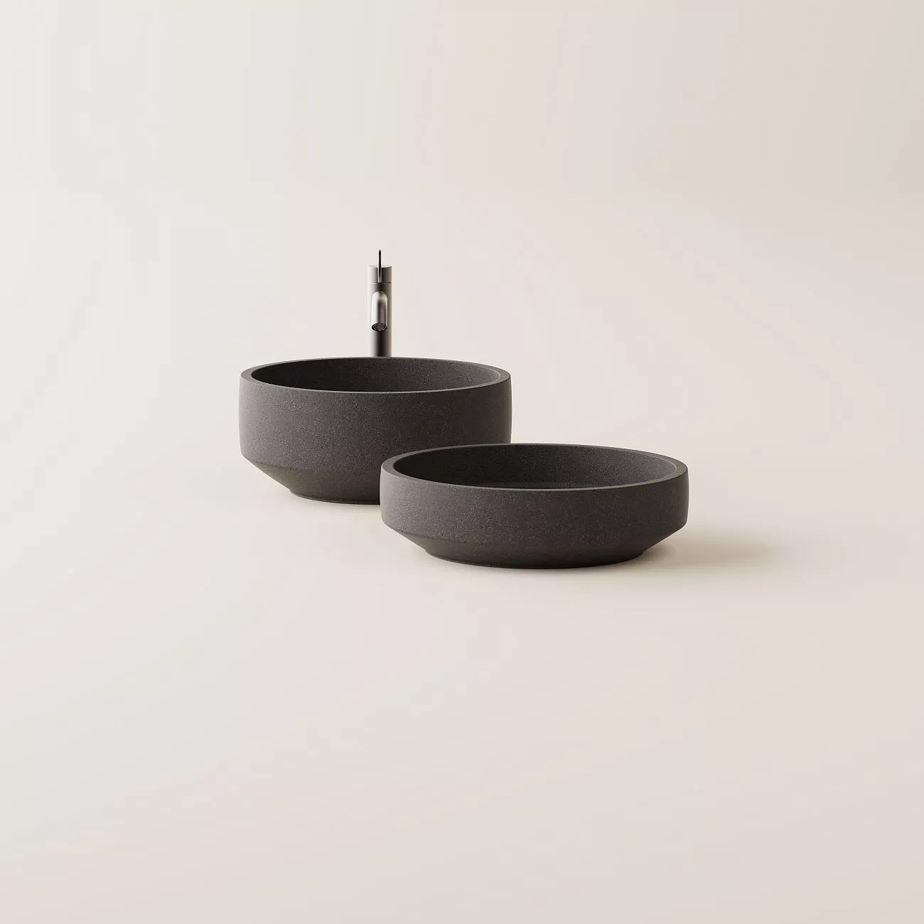 Agape CENOTE LAVA flaches Aufsatzbecken aus Vulkangestein, Durchmesser: 45cm, inklusive Ablaufgarnitur, pietra lavica - ACER0450L