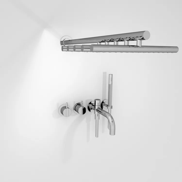 vola 2441T8-051 UP-Wannen-Einhebelmischer mit 2-Wege-Umstellung, Ausladung:185mm, Wand-Regenbrause 050, Hebel:25mm, chrom-2441T8-051-16