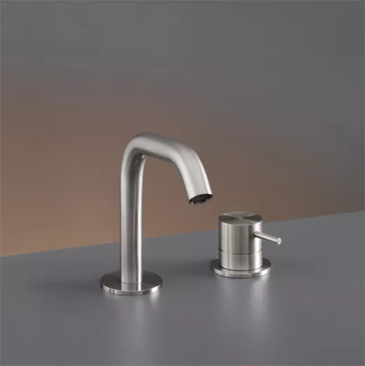 cea MIL 74 Zweiloch-Eingriffmischer mit Schwenkauslauf , H:130mm, edelstahl satiniert-MIL74S