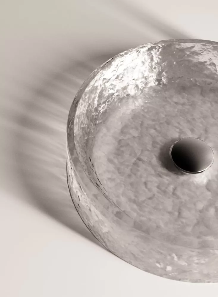 Agape MASSICCI rundes Aufsatzbecken aus gegossenem Glas, Durchmesser: 43,8cm, Höhe: 10,5cm, bernstein - ACER0998CRY