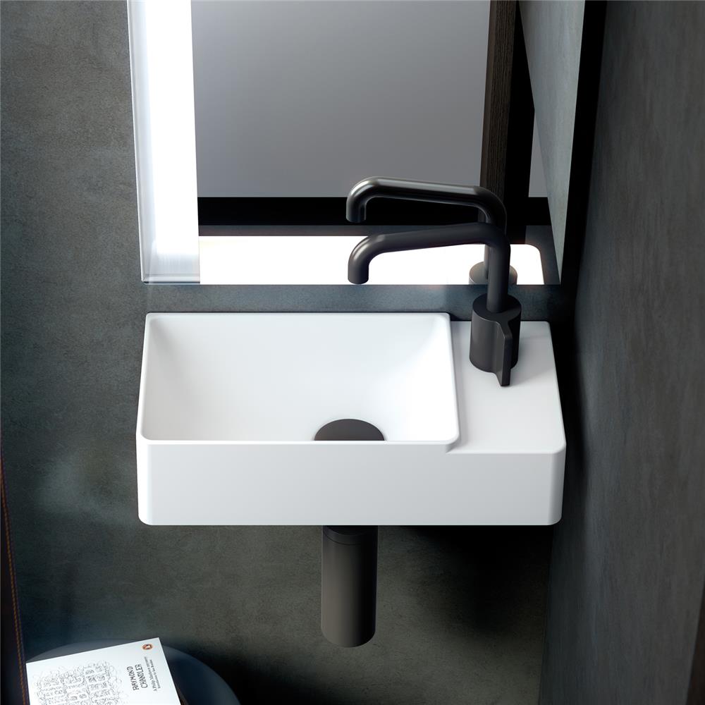 cosmic FANCY Wand-Waschbecken ohne Ablaufgarnitur, 40x20x15cm, Beckenposition links, weiß matt - WJC747L0600500