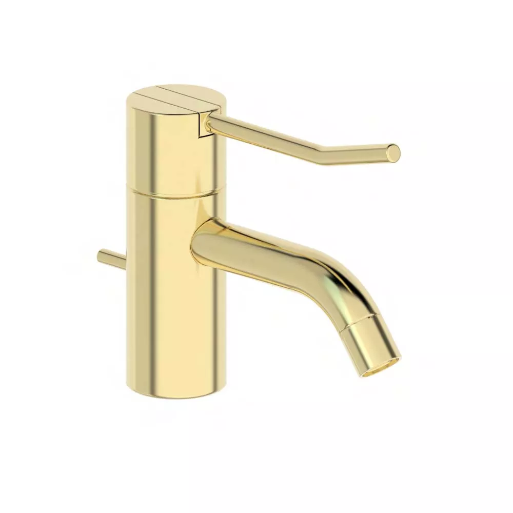 vola HV3L Waschtisch-Einhebelmischer, Höhe:120mm, Ausladung:114mm, mit Ablaufgarnitur, Hebel:100mm, messing poliert-HV3L-19 vola HV3L Waschtisch-Einhebelmischer, Höhe:120mm, Ausladung:114mm, mit Ablaufgarnitur, Hebel:100mm, messing poliert-HV3L-19