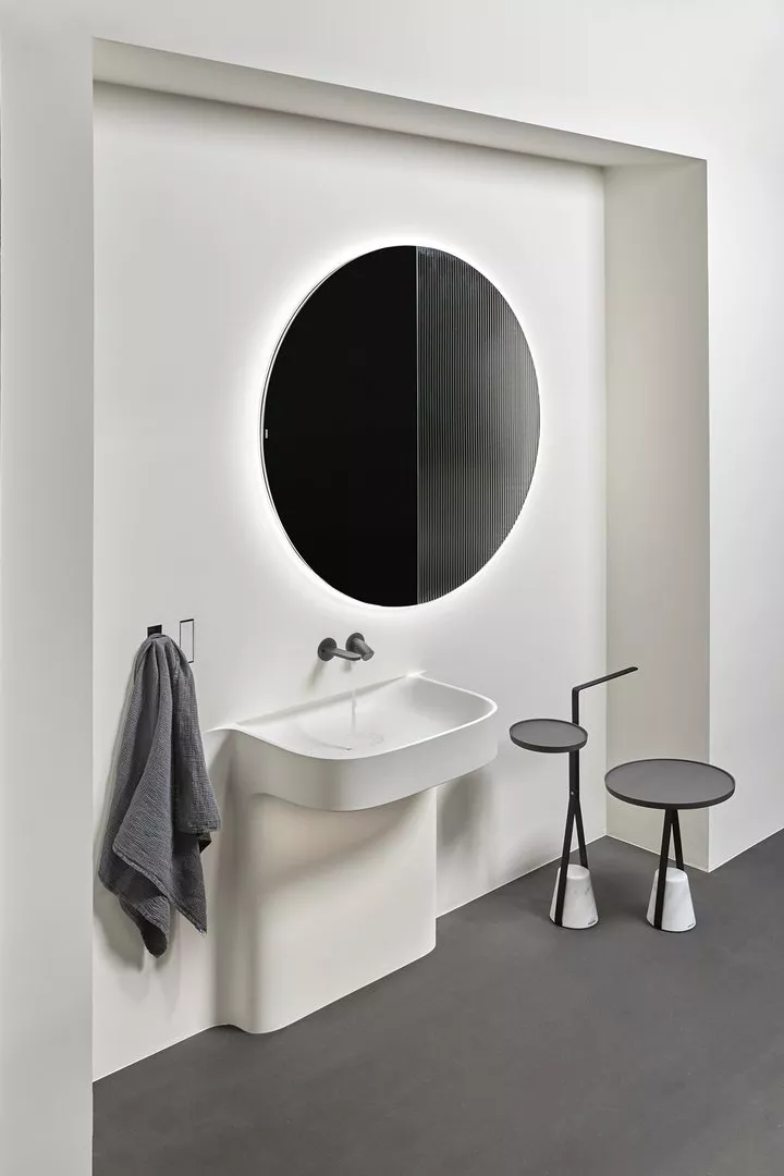 antoniolupi FLUIDO Wandeinbaubecken, 94x51,5x95cm, mit LED-Beleuchtung, weiß matt-FLUIDO