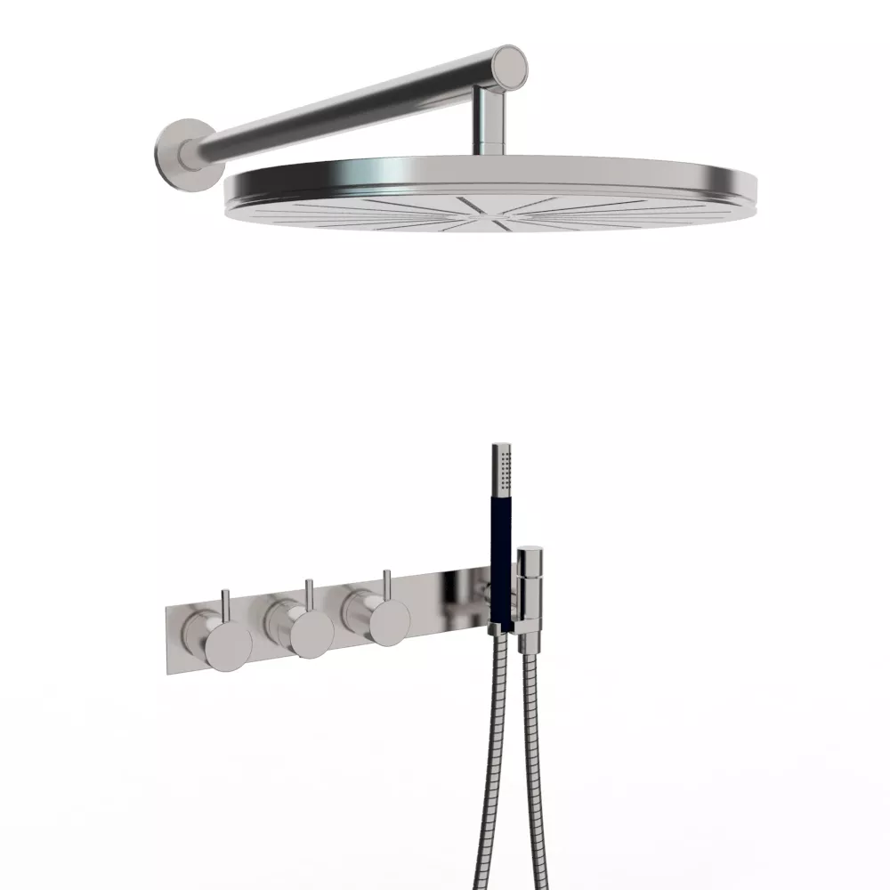 vola 5474L-061 Unterputz-Wannen-und Brause-Thermostat mit 2-Wege-Umstellung, Wand-Regenbrause 060, Hebel:25mm, chrom-5474L-061-16