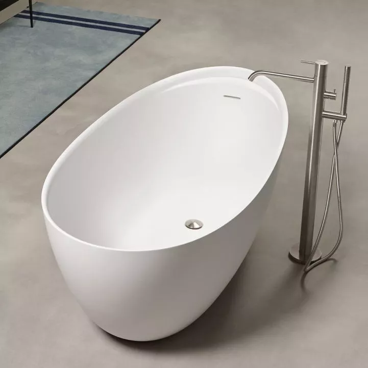 antoniolupi ECLIPSE SMALL freistehende Badewanne, 160x75x53cm, weiß matt, Ablaufgarnitur weiß matt-ECLIPSES