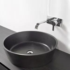 antoniolupi PILA rundes Aufsatzbecken, D:50cm, nero marquinia, Ablaufgarnitur chrom-PILA11NRLU