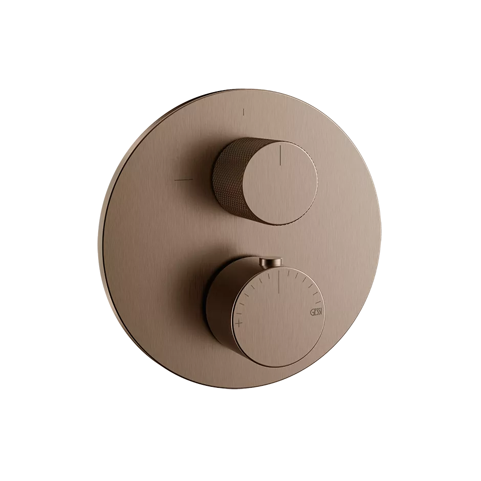 Gessi ANELLO Außenteil für Thermostat zur Wandmontage, 1-Weg, mit Thermostatkartusche, Filter, Vorabsperrung und Rückflussverhinderer, Oberfläche Diamantato, kupfer gebürstet PVD - 63133708