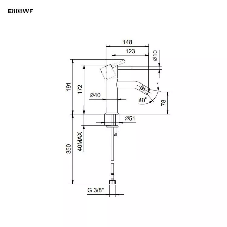 Fantini NOSTROMO Stand-Bidetmischer, H:17cm, Griff mit Hebel-5002E808WF