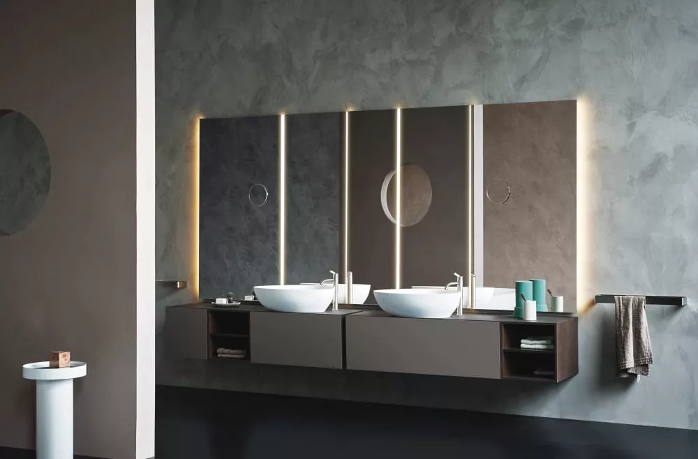 Agape DROP Aufsatzbecken aus Naturstein, Breite: 67cm, Tiefe: 44,2cm, Höhe: 18cm, inklusive Ablaufgarnitur, travertin - ACER1098LTV