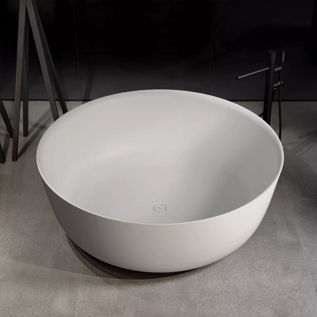 antoniolupi ORION freistehende Badewanne aus Cristalplant®, Durchmesser: 135cm, Höhe: 50cm, weiß matt - ORION135