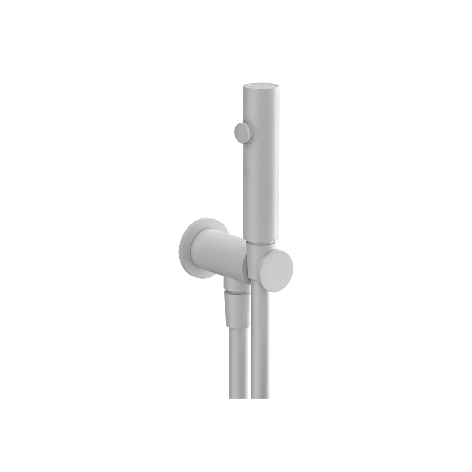 Gessi ANELLO Hygiene-Shut-Off-Handbrause mit Brausehalter zur Wandmontage, 1-Strahl, mit Wandanschlussbogen, 1/2 Anschluss, weiß matt - 45123279