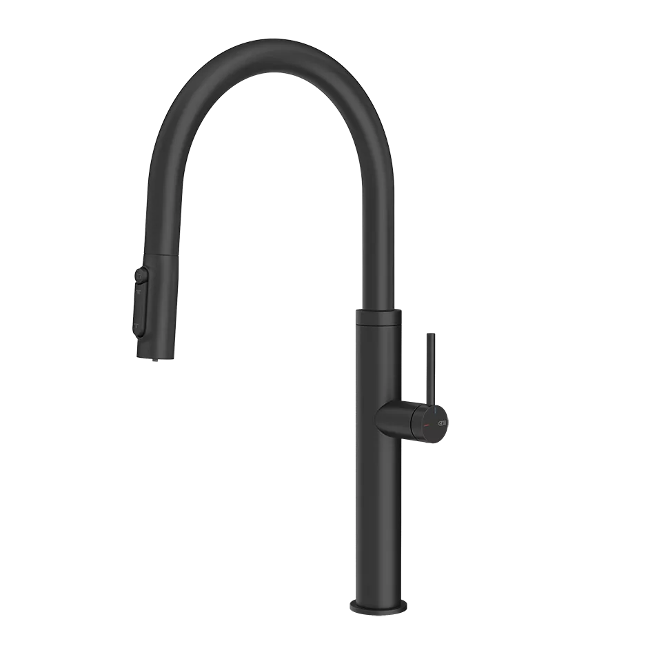 Gessi 316 FILTERED Einhebelmischer mit Schwenkarm und Auszugsbrause mit 2 Strahlfunktionen, mit Filterwasserfunktion, zur Kombination mit dem Filtrationskit 01595, schwarz matt - 60822299