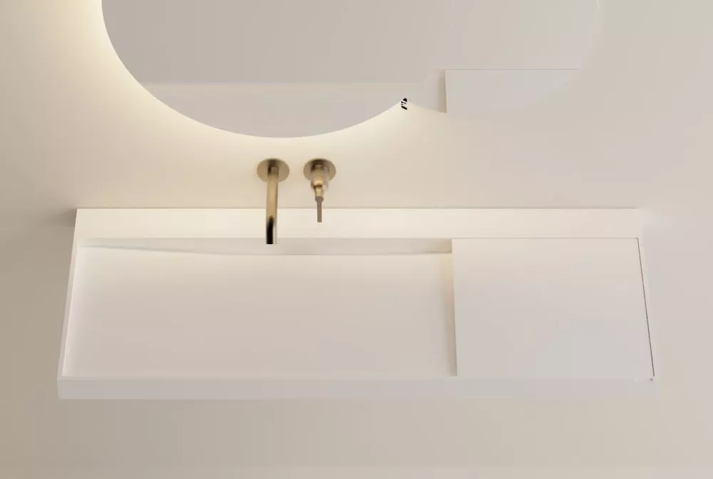 Agape Ablage für LITORALE Waschtisch aus Solid Surface, Breite: 20cm, Tiefe: 39,8cm, Höhe: 0,8cm, weiß matt - ACOM2039SS