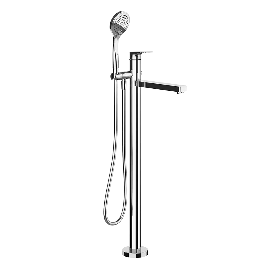 Gessi VIA BIGLI Außenteil für freistehenden Wannenmischer mit Auslauf, Ausladung: 248mm, mit automatischem 2-Wege-Umsteller zum Ziehen, Schlauch 1,50m, Brausehalter und Antikalk-Handbrause, chrom - 62028031 Gessi VIA BIGLI Außenteil für freistehenden Wannenmischer mit Auslauf, Ausladung: 248mm, mit automatischem 2-Wege-Umsteller zum Ziehen, Schlauch 1,50m, Brausehalter und Antikalk-Handbrause, chrom - 62028031