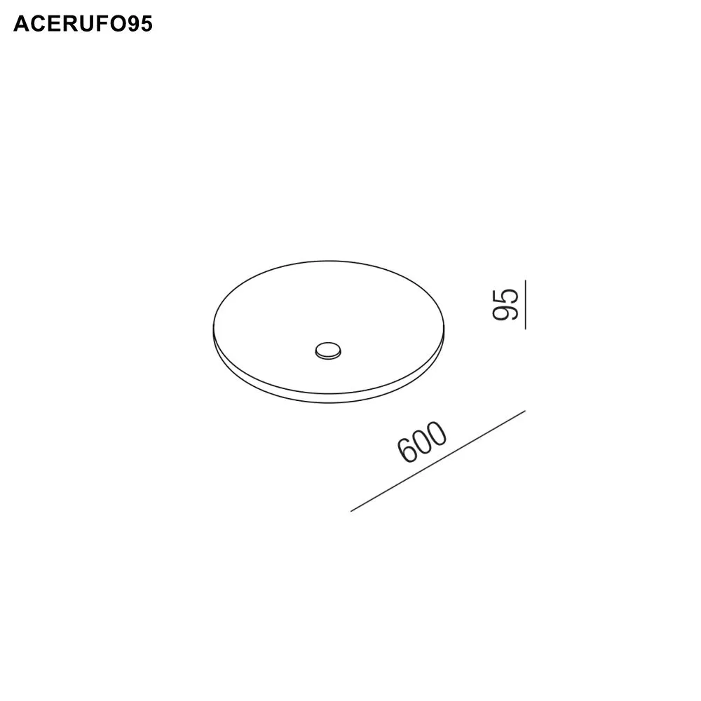 Agape UFO Aufsatzbecken aus Edelstahl, Durchmesser: 60cm, Höhe: 9,5cm, inklusive Ablaufgarnitur, edelstahl poliert - ACERUFO95A