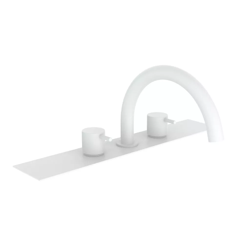 vola BK8B Wannen-Zweigriffmischer für Wannenrand, Ausladung:200mm, Hebel:25mm, weiß matt-BK8B-28