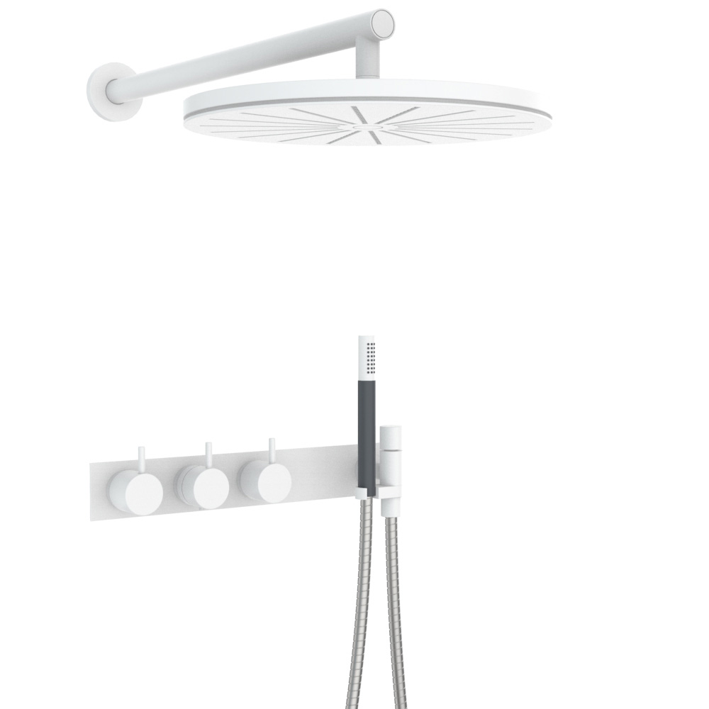 vola 5474L-061 Unterputz-Wannen-und Brause-Thermostat mit 2-Wege-Umstellung, Wand-Regenbrause 060, Hebel:25mm, weiß matt-5474L-061-28