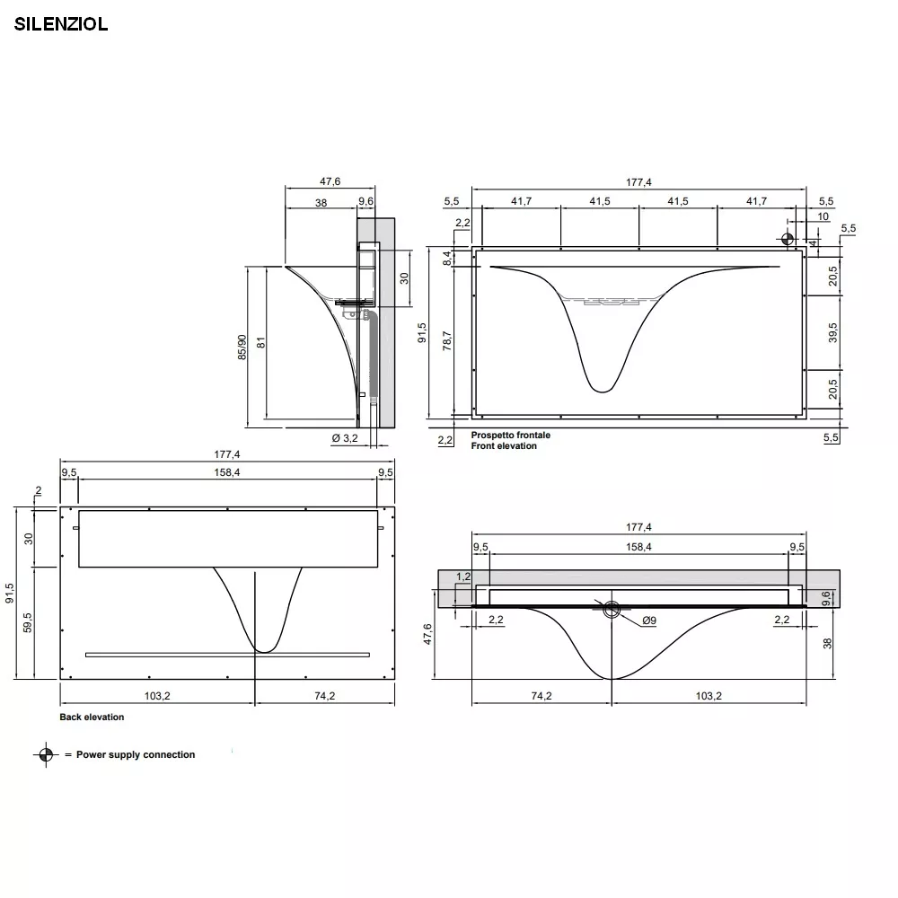 antoniolupi SILENZIO L Wandeinbaubecken, 177,4x47,6x91,5cm, mit LED-Beleuchtung, weiß matt-SILENZIOL