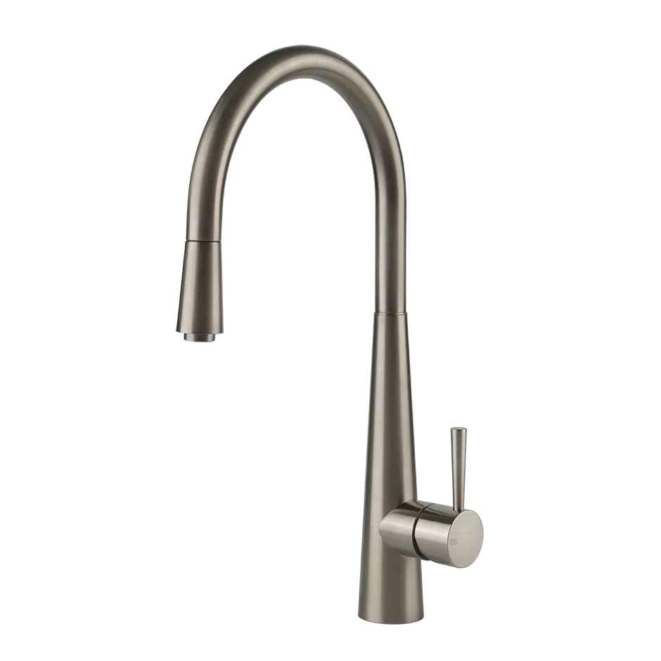 Gessi JUST Einhebelmischer mit Schwenkarm und Auszugsbrause mit 1 Strahlfunktion, Finox Optik - 20577149