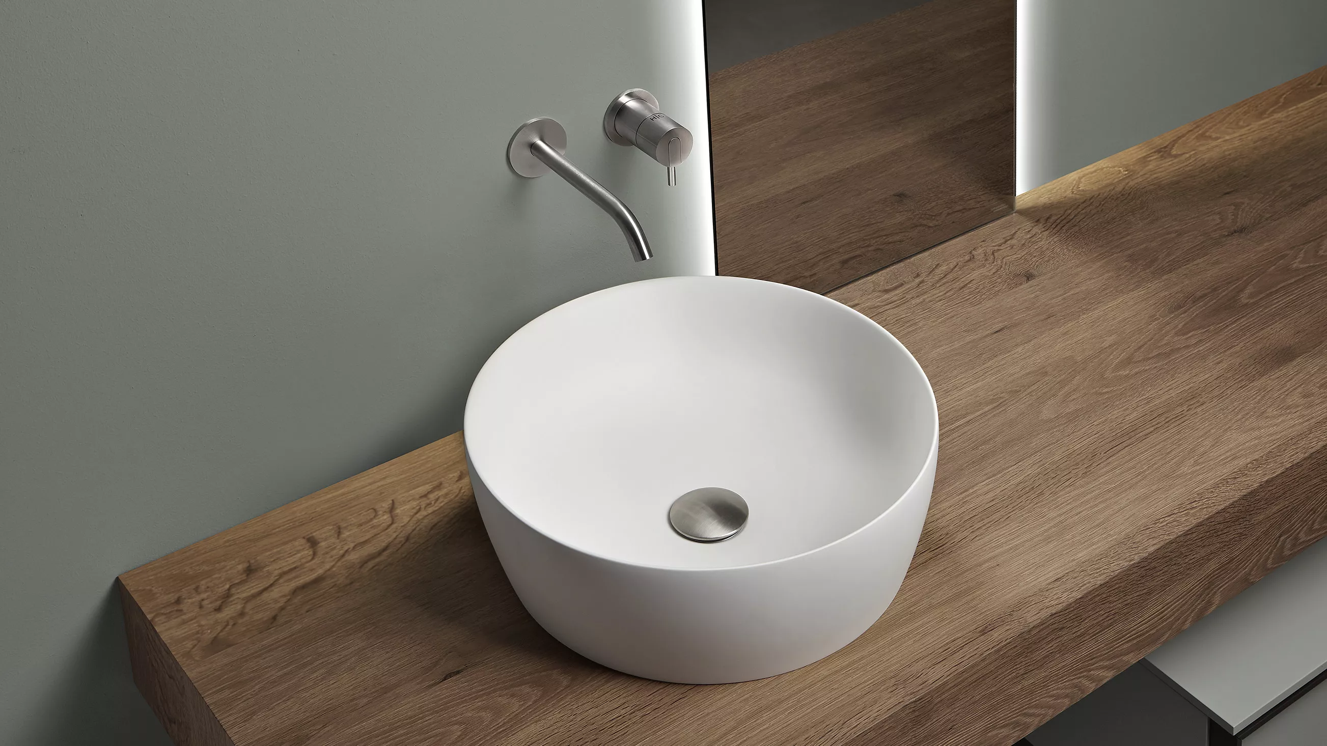 antoniolupi CATINO rundes Aufsatzbecken aus Flumood®, Durchmesser: 50cm, innen weiß matt, außen lackiert nach antoniolupi Farbkarte-CATINO-5-DIV
