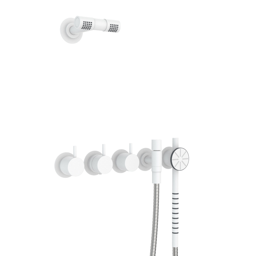 vola 5471S-081D Unterputz-Brause-Thermostat mit 2-Wege-Umstellung und Doppelkopfbrause, Hebel:25mm, weiß matt-5471S-081D-28