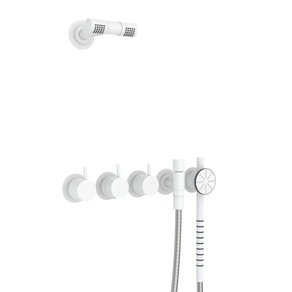 vola 5471S-081D Unterputz-Brause-Thermostat mit 2-Wege-Umstellung und Doppelkopfbrause, Hebel:25mm, weiß matt-5471S-081D-28