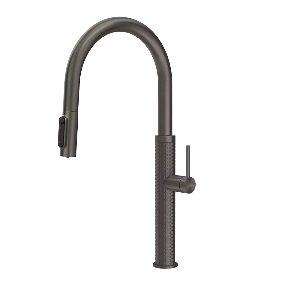 Gessi 316 FILTERED Einhebelmischer mit Schwenkarm und Auszugsbrause mit 2 Strahlfunktionen, mit Filterwasserfunktion, Oberfläche MECCANICA, zur Kombination mit dem Filtrationskit 01595, metall schwarz gebürstet PVD - 60824707