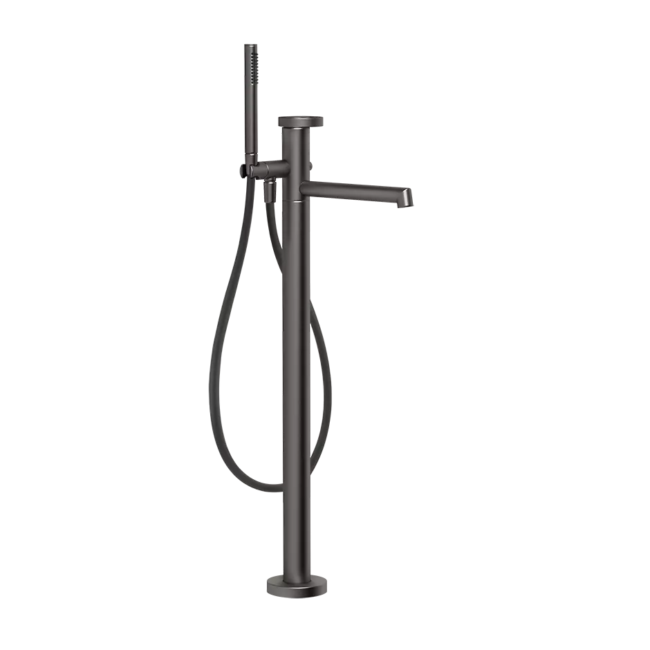 Gessi ANELLO Außenteil für freistehenden Wannenmischer mit Auslauf, Ausladung: 260mm, mit automatischem 2-Wege-Umsteller zum Ziehen, Schlauch 1,50m, Brausehalter und Antikalk-Handbrause, metall schwarz gebürstet PVD - 63328707 Gessi ANELLO Außenteil für freistehenden Wannenmischer mit Auslauf, Ausladung: 260mm, mit automatischem 2-Wege-Umsteller zum Ziehen, Schlauch 1,50m, Brausehalter und Antikalk-Handbrause, metall schwarz gebürstet PVD - 63328707