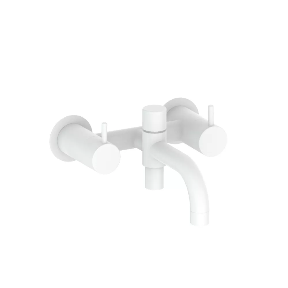 vola 1641-T2 Aufputz-Wannen-Zweigriffmischer, Ausladung:200mm, ohne Brausehalter und ohne Handbrause, Hebel:25mm, weiß matt-1641-T2-28