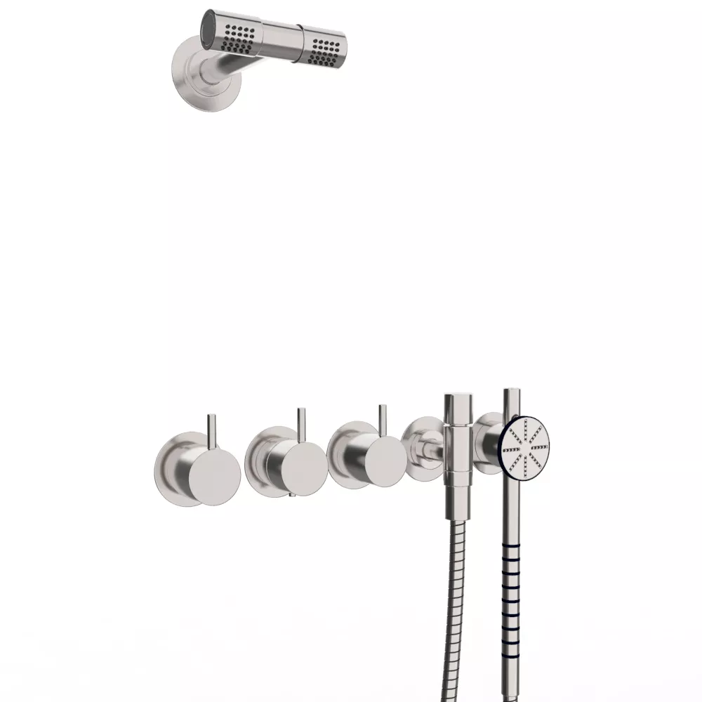 vola 5471S-081D Unterputz-Brause-Thermostat mit 2-Wege-Umstellung und Doppelkopfbrause, Hebel:25mm, chrom-5471S-081D-16