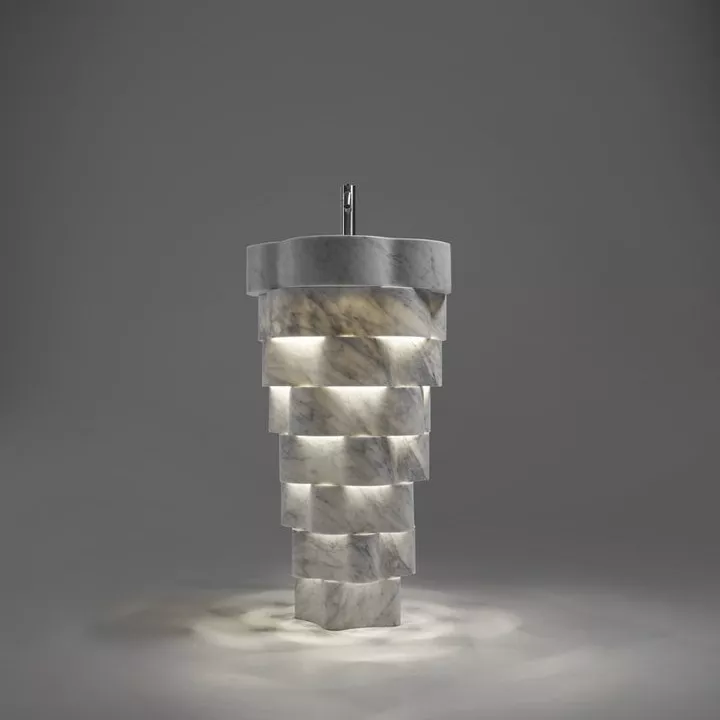 antoniolupi INTRECCIO freistehendes Waschbecken, 47,5x85cm, mit LED-Beleuchtung-INTRECCIOLMC