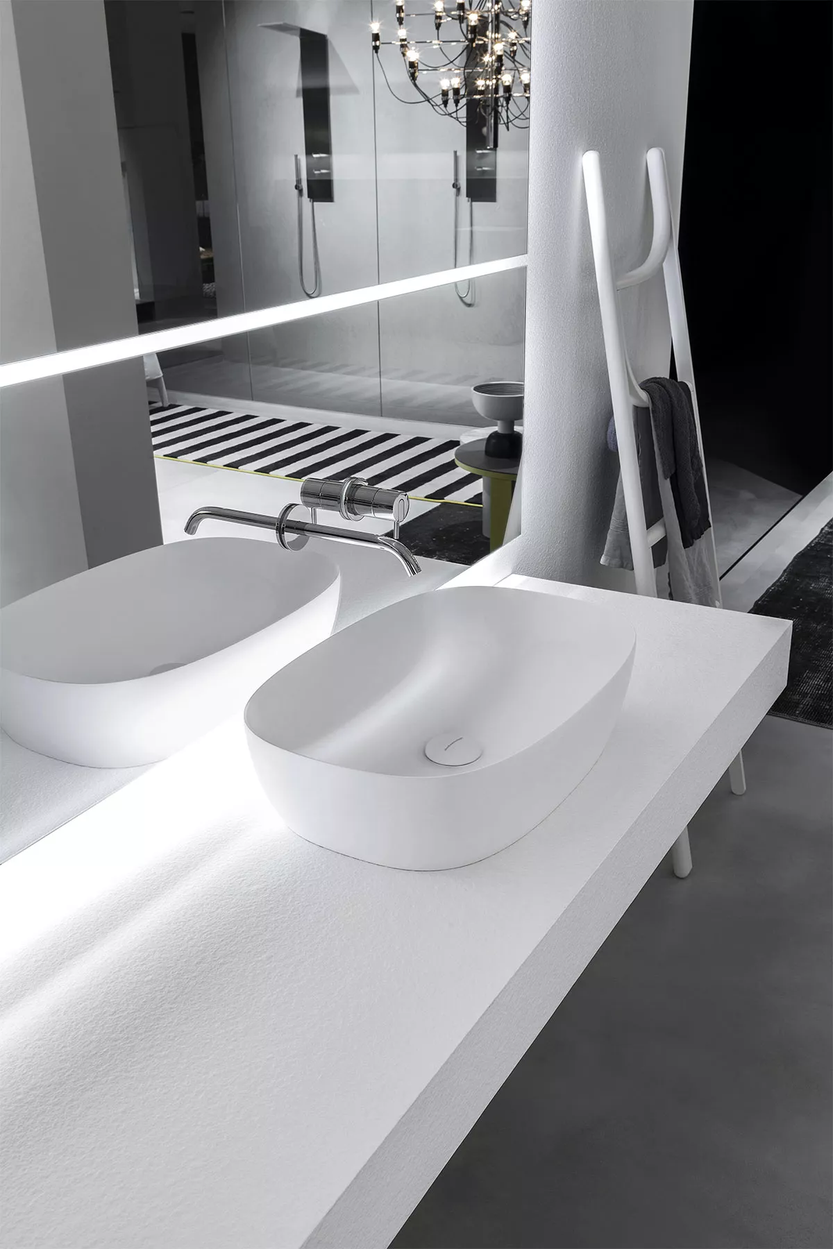 antoniolupi SENSO rechteckiges Aufsatzbecken aus Flumood®, 60x40cm, innen weiß matt, Ablaufgarnitur weiß matt, außen lackiert nach antoniolupi Farbkarte - SENSO-5-DIV