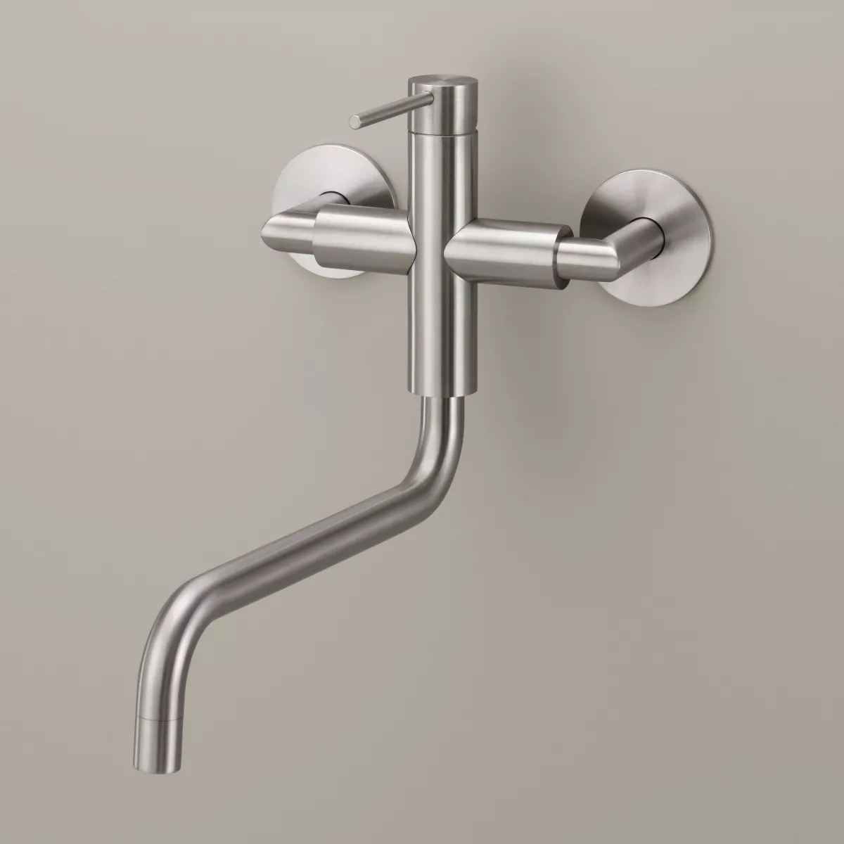 ceadesign GASTONE Wand-Armatur mit schwenkbarem Auslauf, Ausladung: 295mm, ohne Einbaukörper, edelstahl satiniert-GAS21S