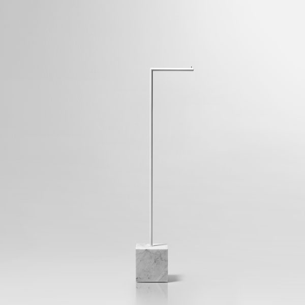 antoniolupi BIVIO Toilettenpapierhalter mit Basis aus Naturstein bianco carrara, Struktur aus Messing, weiß matt - BIVIO1-5-MC