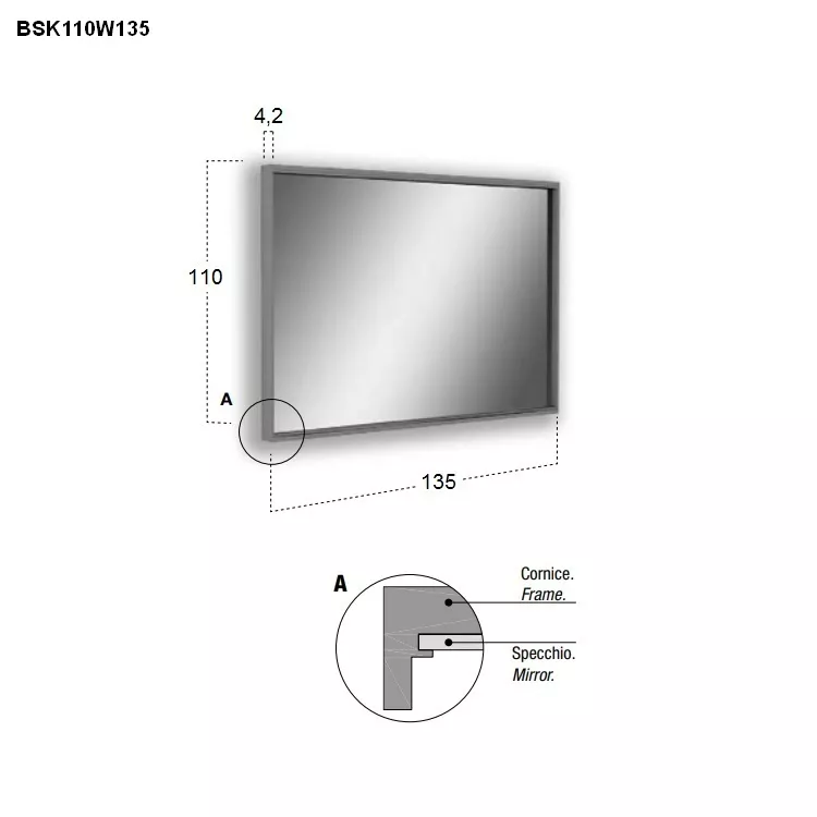 antoniolupi BESPOKE rechteckiger LED-Spiegel, 4000K-BSK110W135