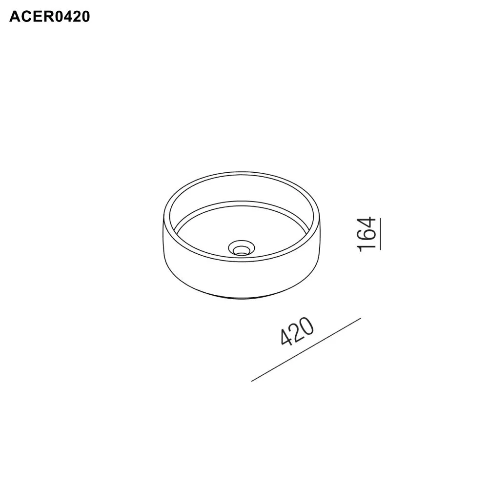 Agape CENOTE tiefes Aufsatzbecken aus Ton, Durchmesser: 42cm, inklusive Ablaufgarnitur, dunkler Ton, weitere Farben auf Anfrage möglich - ACER0420TSST
