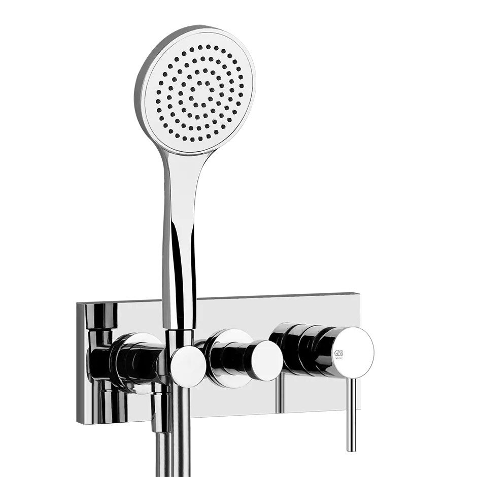 Gessi VIA TORTONA Fertigmontageset für Dusch-Einhebelmischer zur Wandmontage, mit automatischem 2-Wege-Umsteller zum Drücken, Wandanschlussbogen, Schlauch 1,50m und Antikalk-Handbrause, chrom - 44828031 Gessi VIA TORTONA Fertigmontageset für Dusch-Einhebelmischer zur Wandmontage, mit automatischem 2-Wege-Umsteller zum Drücken, Wandanschlussbogen, Schlauch 1,50m und Antikalk-Handbrause, chrom - 44828031