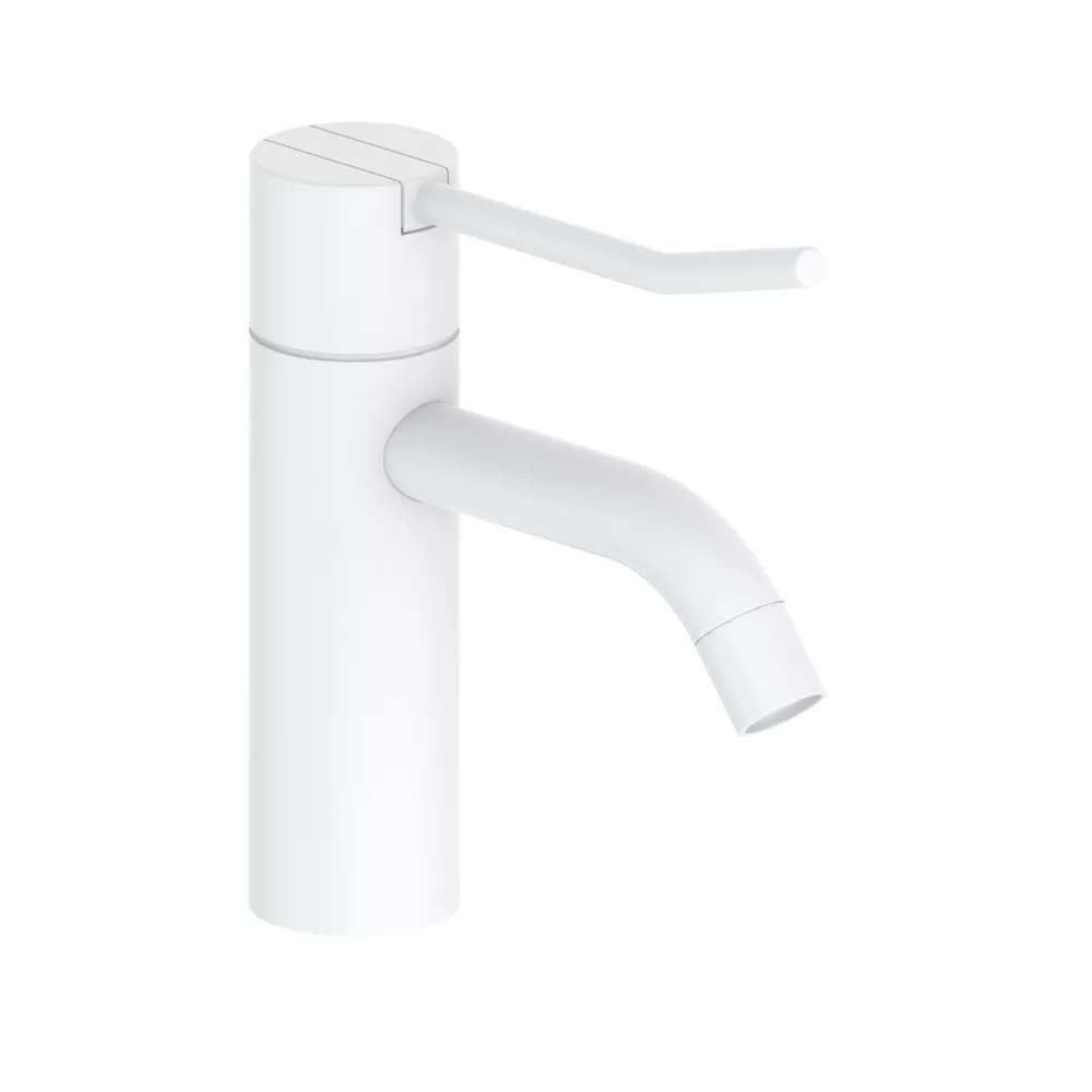 vola HV1L+30 Waschtisch-Einhebelmischer, Höhe:150mm, Ausladung:114mm, ohne Ablaufgarnitur, Hebel:100mm, weiß matt-HV1L+30-28